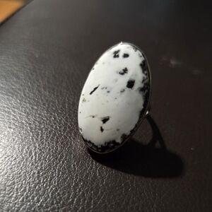 White and Black Oval Stone Ring - Women Jewelry